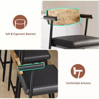 Lot de 2/4 tabourets de bar à hauteur de comptoir avec dossier et assise large rembourrée pour îlot de cuisine, montage facile