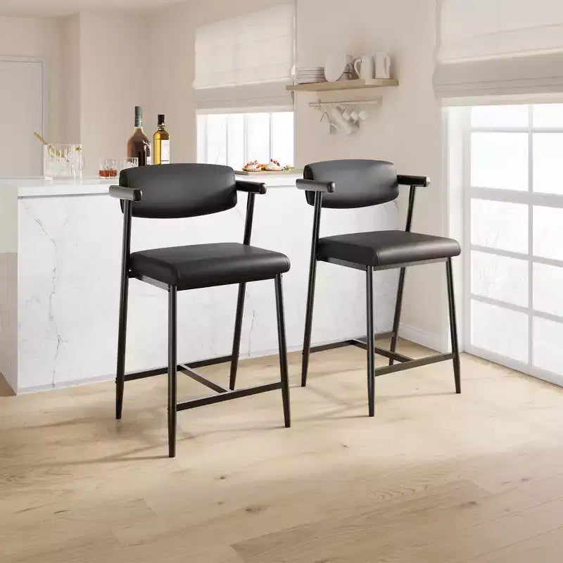 Lot de 2/4 tabourets de bar à hauteur de comptoir avec dossier et assise large rembourrée pour îlot de cuisine, montage facile