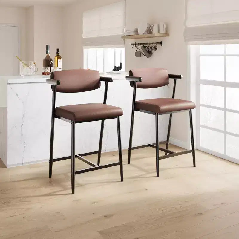 Lot de 2/4 tabourets de bar à hauteur de comptoir avec dossier et assise large rembourrée pour îlot de cuisine, montage facile