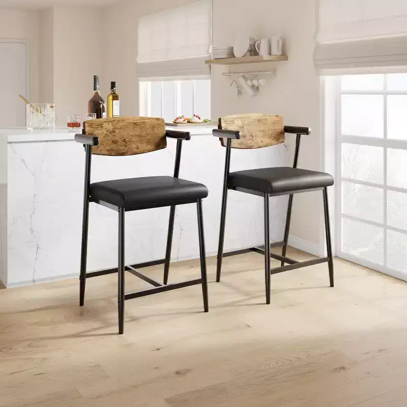 Lot de 2/4 tabourets de bar à hauteur de comptoir avec dossier et assise large rembourrée pour îlot de cuisine, montage facile
