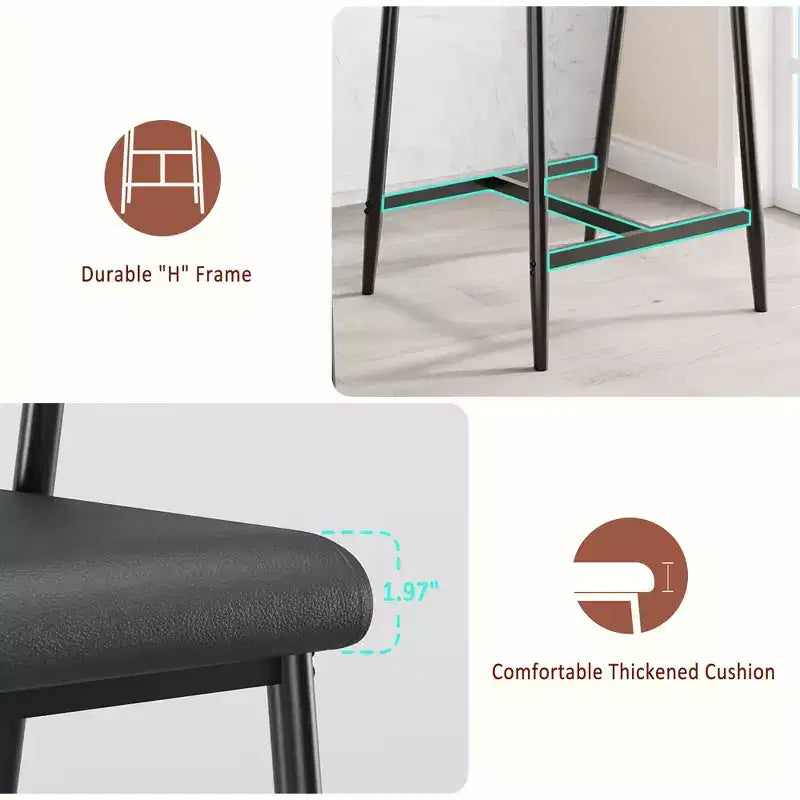 Lot de 2/4 tabourets de bar à hauteur de comptoir avec dossier et assise large rembourrée pour îlot de cuisine, montage facile