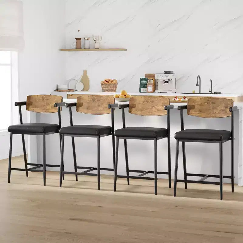 Lot de 2/4 tabourets de bar à hauteur de comptoir avec dossier et assise large rembourrée pour îlot de cuisine, montage facile
