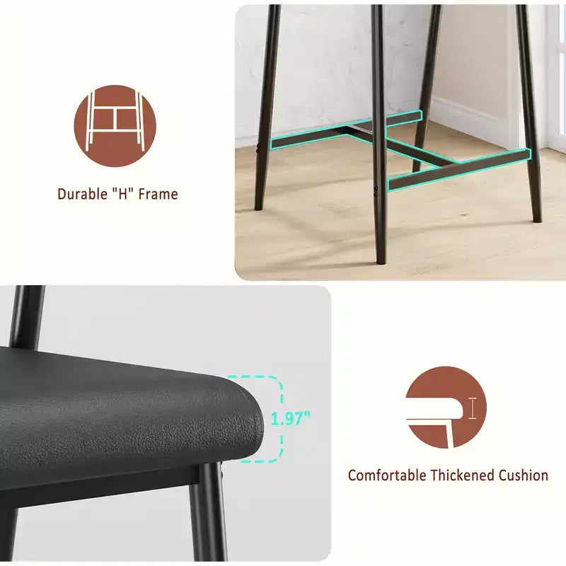 Lot de 2/4 tabourets de bar à hauteur de comptoir avec dossier et assise large rembourrée pour îlot de cuisine, montage facile