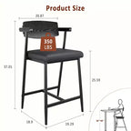 Lot de 2/4 tabourets de bar à hauteur de comptoir avec dossier et assise large rembourrée pour îlot de cuisine, montage facile