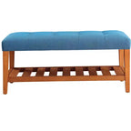 Bancs de rangement EHMKNP en tissu bleu clair et finition chêne