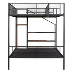 Lit superposé en métal BellemaveLit superposé avec escalier de rangement et armoire, lit superposé pour adultes/enfants/adolescents, noir