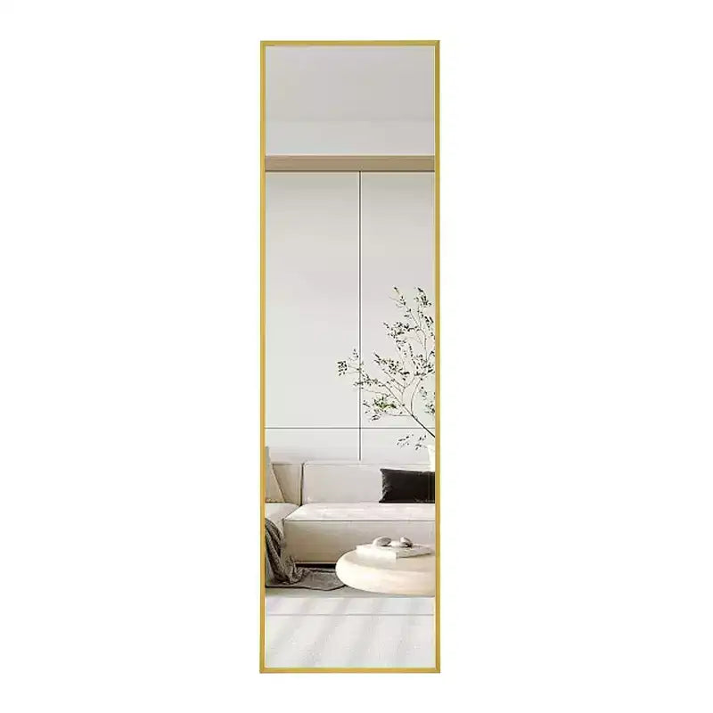 Miroir pleine longueur Okak 59*15,7 pouces avec cadre en alliage d'aluminium, miroir corporel avec support en métal, miroir de sol pour chambre à coucher, entrée, dressing, doré