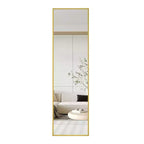 Miroir pleine longueur Okak 59*15,7 pouces avec cadre en alliage d'aluminium, miroir corporel avec support en métal, miroir de sol pour chambre à coucher, entrée, dressing, doré