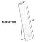 Miroir pleine longueur Okak 59*15,7 pouces avec cadre en alliage d'aluminium, miroir corporel avec support en métal, miroir de sol pour chambre à coucher, entrée, dressing, doré