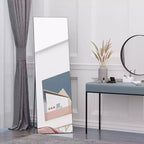 Miroir pleine longueur Okak 63.5*19.75IN en aluminium avec support en métal, miroir mural avec trous de suspension, miroir de sol pour magasin de vêtements, cabine d'essayage, noir