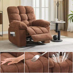 Fauteuil inclinable surdimensionné GustoWave pour adulte avec massage et chaleur, canapé inclinable rembourré en tissu respirant pour salon