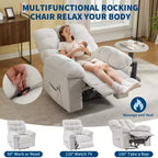 Fauteuil inclinable surdimensionné GustoWave pour adulte avec massage et chaleur, canapé inclinable rembourré en tissu respirant pour salon