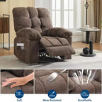 Fauteuil inclinable surdimensionné GustoWave pour adulte avec massage et chaleur, canapé inclinable rembourré en tissu respirant pour salon