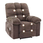 Fauteuil inclinable surdimensionné GustoWave pour adulte avec massage et chaleur, canapé inclinable rembourré en tissu respirant pour salon