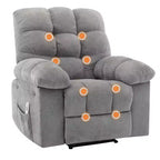 Fauteuil inclinable surdimensionné GustoWave pour adulte avec massage et chaleur, canapé inclinable rembourré en tissu respirant pour salon
