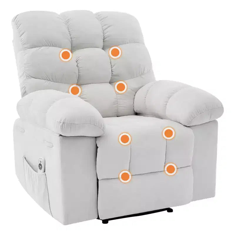 Fauteuil inclinable surdimensionné GustoWave pour adulte avec massage et chaleur, canapé inclinable rembourré en tissu respirant pour salon
