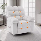 GustoWave Oversized Recliner Chair for Adult w/Massage and Heat, Overstuffed Breathable Fabric Reclining Sofa for Living Room