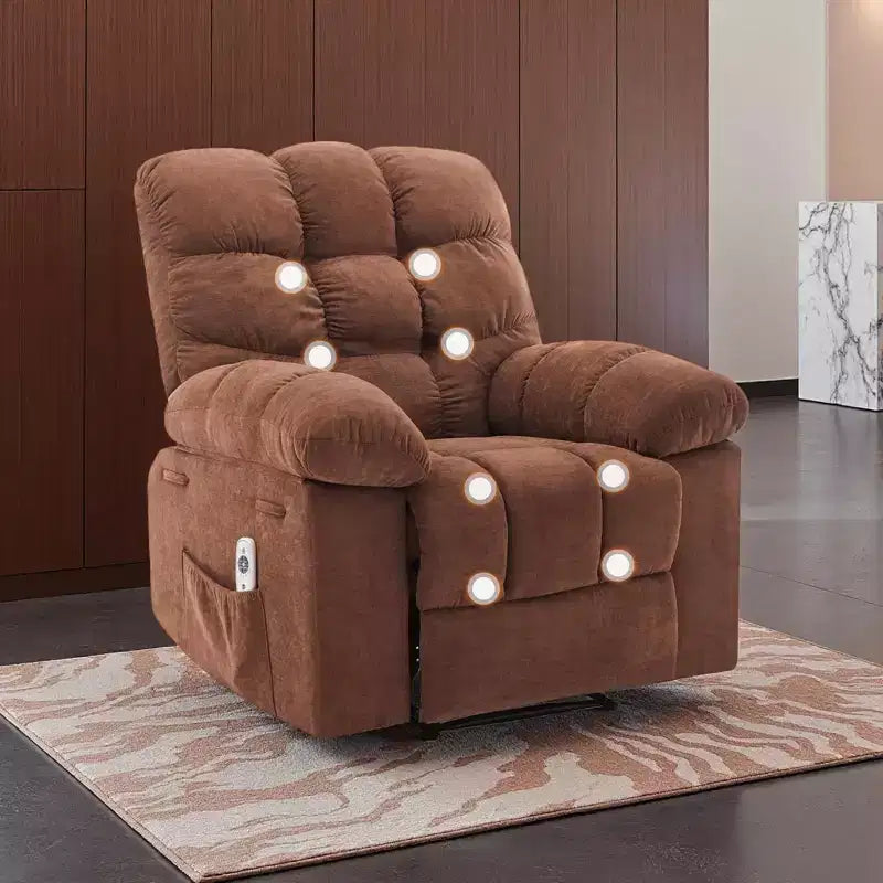 Fauteuil inclinable surdimensionné GustoWave pour adulte avec massage et chaleur, canapé inclinable rembourré en tissu respirant pour salon