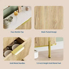 Buffet de rangement 60 pouces, Table de buffet ovale avec portes coulissantes incurvées, tiroirs et étagère réglable, Meuble bar à café pour salle à manger et salon