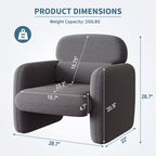GustoWave Fauteuil d'appoint moderne avec cadre en bois, fauteuil de lecture confortable pour salon, chambre à coucher, appartement