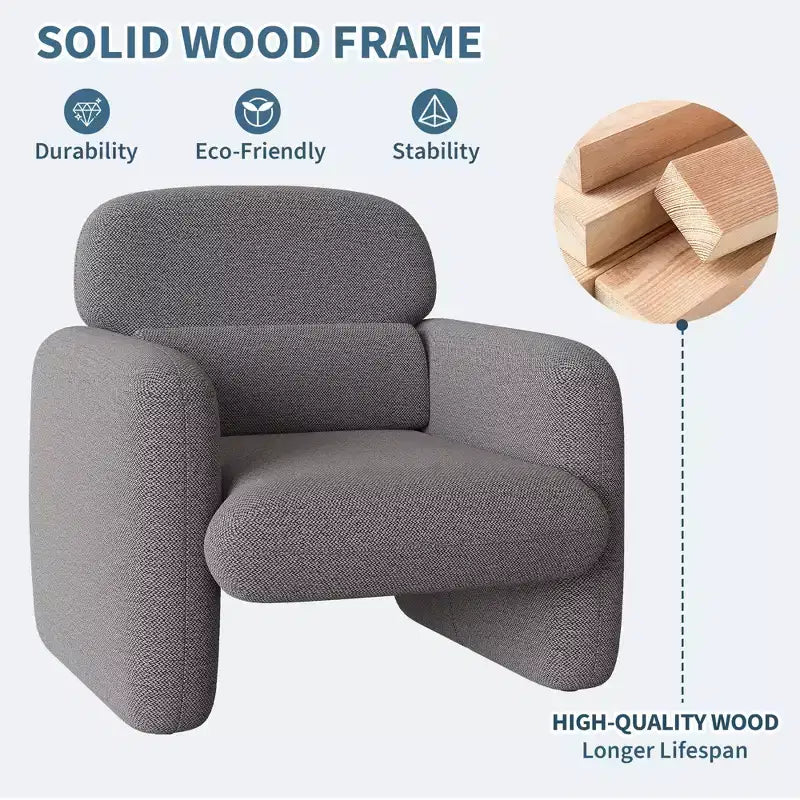 GustoWave Fauteuil d'appoint moderne avec cadre en bois, fauteuil de lecture confortable pour salon, chambre à coucher, appartement