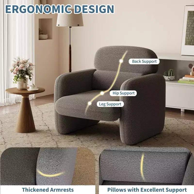 GustoWave Fauteuil d'appoint moderne avec cadre en bois, fauteuil de lecture confortable pour salon, chambre à coucher, appartement