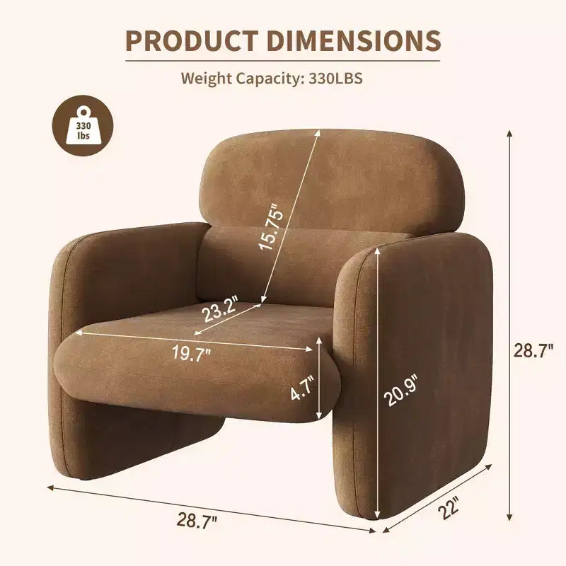 GustoWave Fauteuil d'appoint moderne avec cadre en bois, fauteuil de lecture confortable pour salon, chambre à coucher, appartement