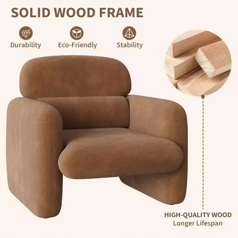 GustoWave Fauteuil d'appoint moderne avec cadre en bois, fauteuil de lecture confortable pour salon, chambre à coucher, appartement