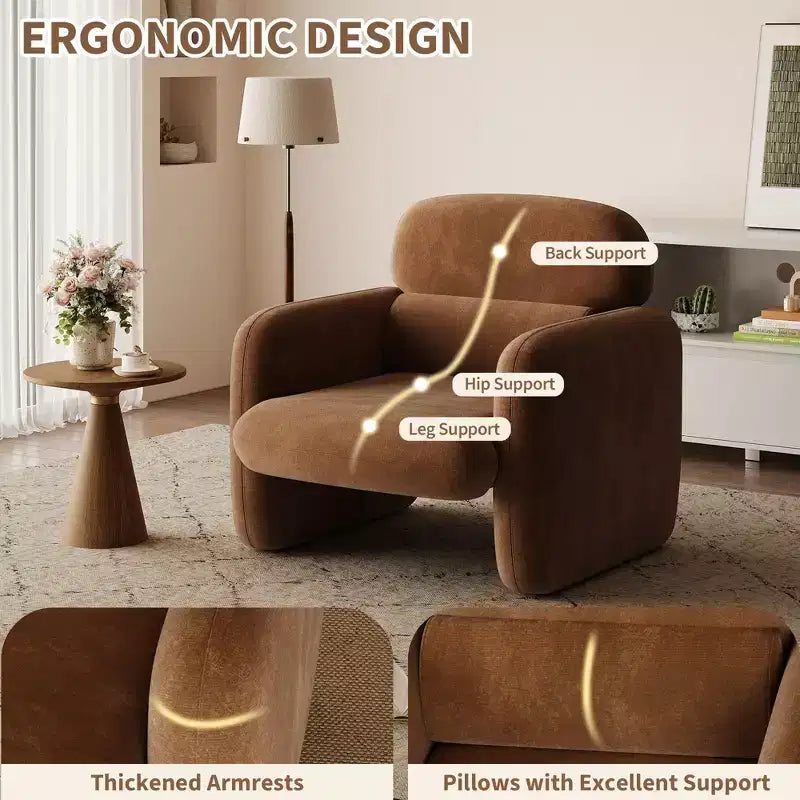 GustoWave Fauteuil d'appoint moderne avec cadre en bois, fauteuil de lecture confortable pour salon, chambre à coucher, appartement