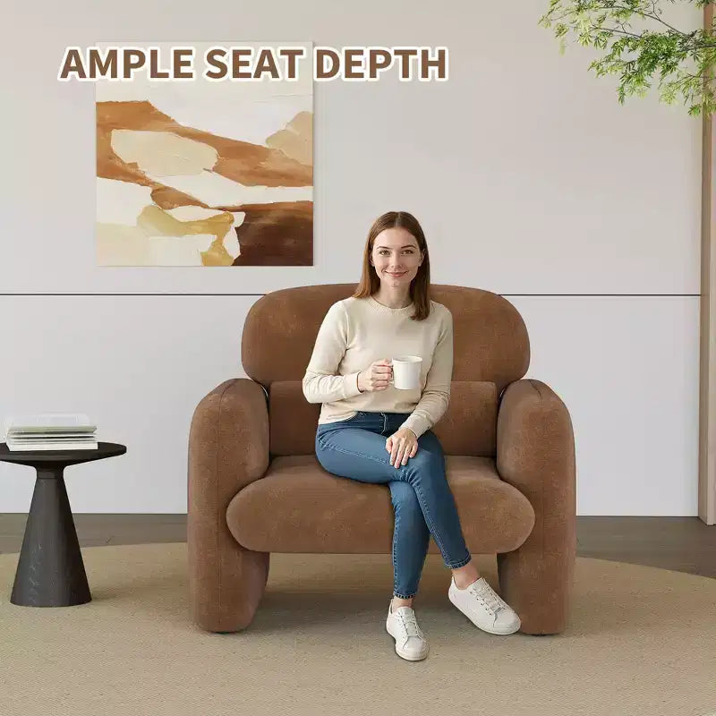 GustoWave Fauteuil d'appoint moderne avec cadre en bois, fauteuil de lecture confortable pour salon, chambre à coucher, appartement