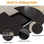 Zevemomo 43-59 Table à manger extensible, pour 4 à 6 personnes, avec rallonge amovible, piètement tréteau en X et rail métallique pour salle à manger, salon - Noir