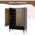 COZONY Grand meuble à chaussures avec portes, organisateur de chaussures à 6 niveaux avec crochets de rangement, meuble de rangement autonome pour entrée, couloir, salon