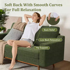 Dyonery 65.4 Canapé causeuse confortable pour salon, petit canapé moderne du milieu du siècle avec coussin à ressorts, cadre en bois massif, assemblage sans outils