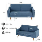 Dyonery 65.4 Canapé causeuse confortable pour salon, petit canapé moderne du milieu du siècle avec coussin à ressorts, cadre en bois massif, assemblage sans outils