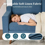 Dyonery 65.4 Canapé causeuse confortable pour salon, petit canapé moderne du milieu du siècle avec coussin à ressorts, cadre en bois massif, assemblage sans outils