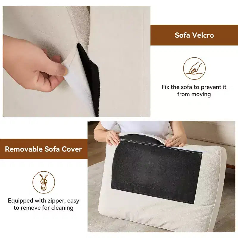 Dyonery 65.4 Canapé causeuse confortable pour salon, petit canapé moderne du milieu du siècle avec coussin à ressorts, cadre en bois massif, assemblage sans outils