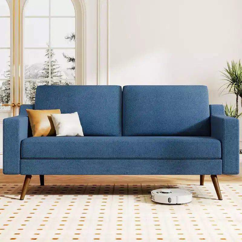 Dyonery 65.4 Canapé causeuse confortable pour salon, petit canapé moderne du milieu du siècle avec coussin à ressorts, cadre en bois massif, assemblage sans outils
