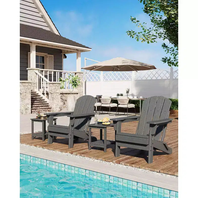 Chaise Adirondack pliante CuisinSmart, chaise pliante toutes saisons en PEHD, chaises Adirondack résistantes aux intempéries pour patio, jardin, pelouse, arrière-cour, piscine