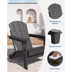 Chaise Adirondack pliante CuisinSmart, chaise pliante toutes saisons en PEHD, chaises Adirondack résistantes aux intempéries pour patio, jardin, pelouse, arrière-cour, piscine