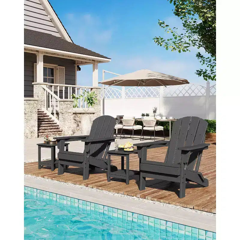 Chaise Adirondack pliante CuisinSmart, chaise pliante toutes saisons en PEHD, chaises Adirondack résistantes aux intempéries pour patio, jardin, pelouse, arrière-cour, piscine