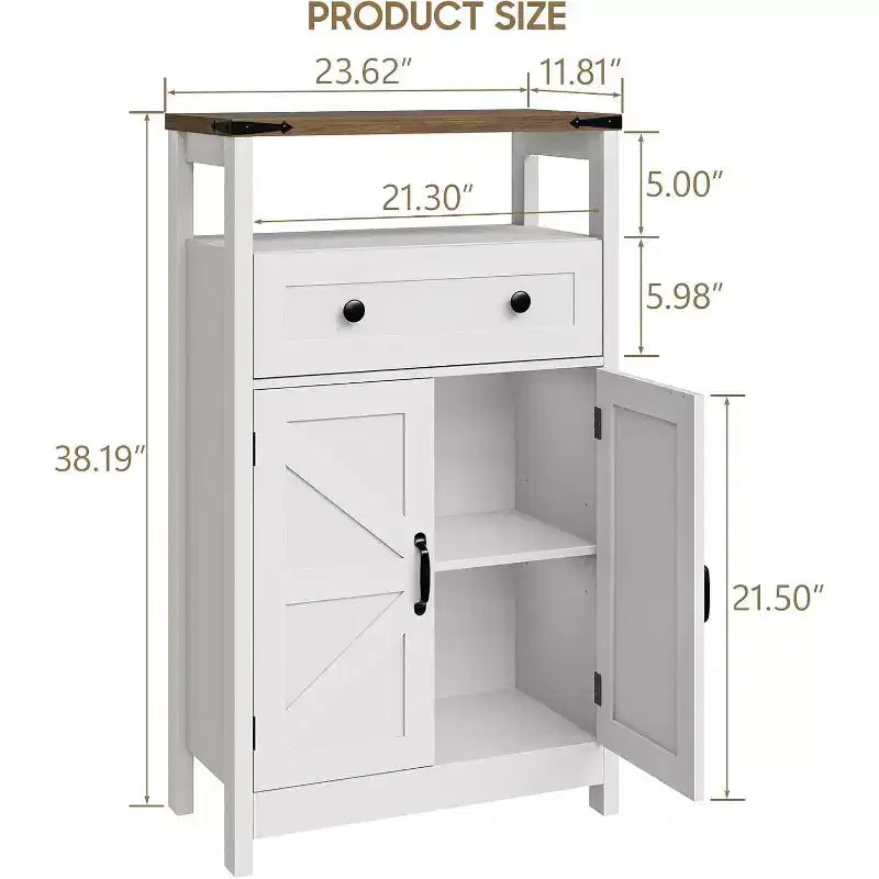 Meuble de Rangement Salle de Bain Dcolora avec Portes Coulissantes Type Grange et Tiroirs