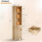 Meuble de rangement étroit Dcolora pour salle de bain avec 1 porte cannelée et tiroir