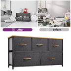 Commode de chambre à 5 tiroirs, commode de rangement en tissu pour placard, salon