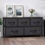 Commode de chambre à 5 tiroirs, commode de rangement en tissu pour placard, salon