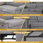 Canapé-lit Dyonery 58,2 po avec lit gigogne, causeuse convertible 3-en-1 avec port USB/dossier inclinable/poche latérale, assemblage sans outils