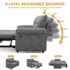 Canapé-lit Dyonery 58,2 po avec lit gigogne, causeuse convertible 3-en-1 avec port USB/dossier inclinable/poche latérale, assemblage sans outils