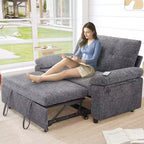 Canapé-lit Dyonery 58,2 po avec lit gigogne, causeuse convertible 3-en-1 avec port USB/dossier inclinable/poche latérale, assemblage sans outils