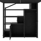 Bellemave Lit mezzanine complet avec étagères de rangement et armoires, cadre de lit mezzanine en métal avec escaliers de rangement et armoire pour adolescents et adultes, noir