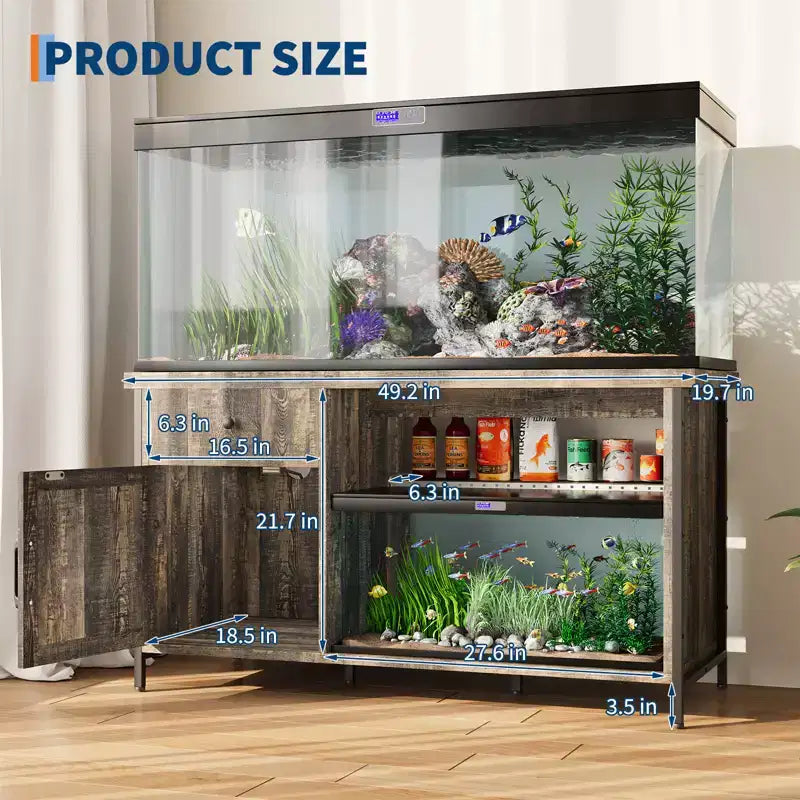 Meuble de support pour aquarium de 55-75 gallons, support d'aquarium robuste avec armoire de rangement, table console TV pour téléviseurs de 80/75/70 pouces, support pour grand terrarium de tortues