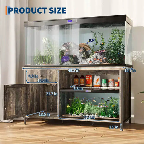 Meuble de support pour aquarium de 55-75 gallons, support d'aquarium robuste avec armoire de rangement, table console TV pour téléviseurs de 80/75/70 pouces, support pour grand terrarium de tortues
